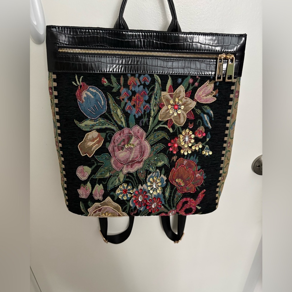 Floral Embroidered Backpack